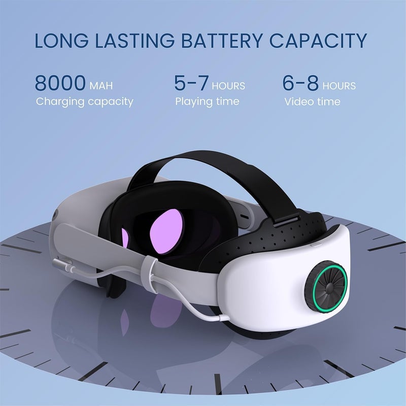 búsqueda حزام BUSQUEDA Elite مع بطارية لجهاز Oculus Quest 2، 8000mAh تمديد 9 ساعات وقت اللعب، شحن سريع للطاقة VR، توازن مضاد وحزام رأس قابل للتعديل لدعم وراحة محسّنة في VR - Image 2